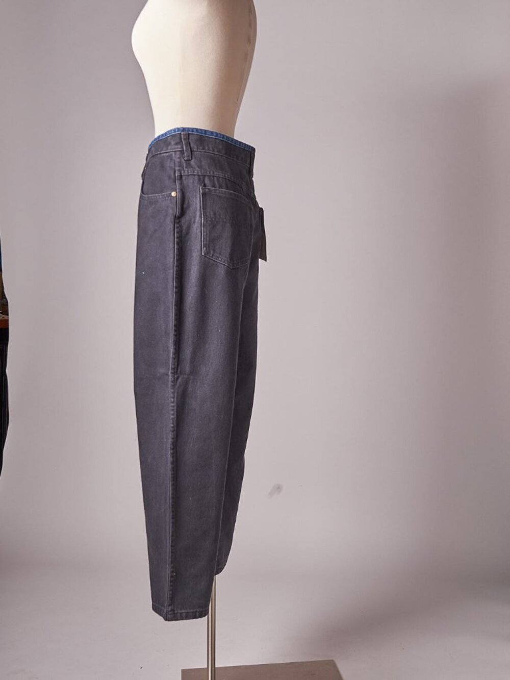 1990s Black and Blue Trim Rusty Surf Skateboarding Jeans Pants